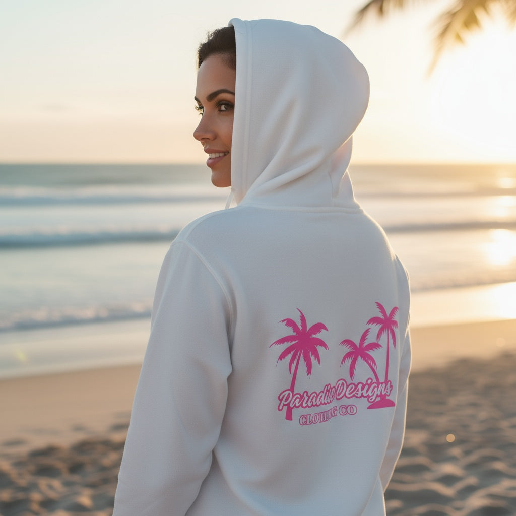 Full Zip Hoodie - Paradise Pink Palms