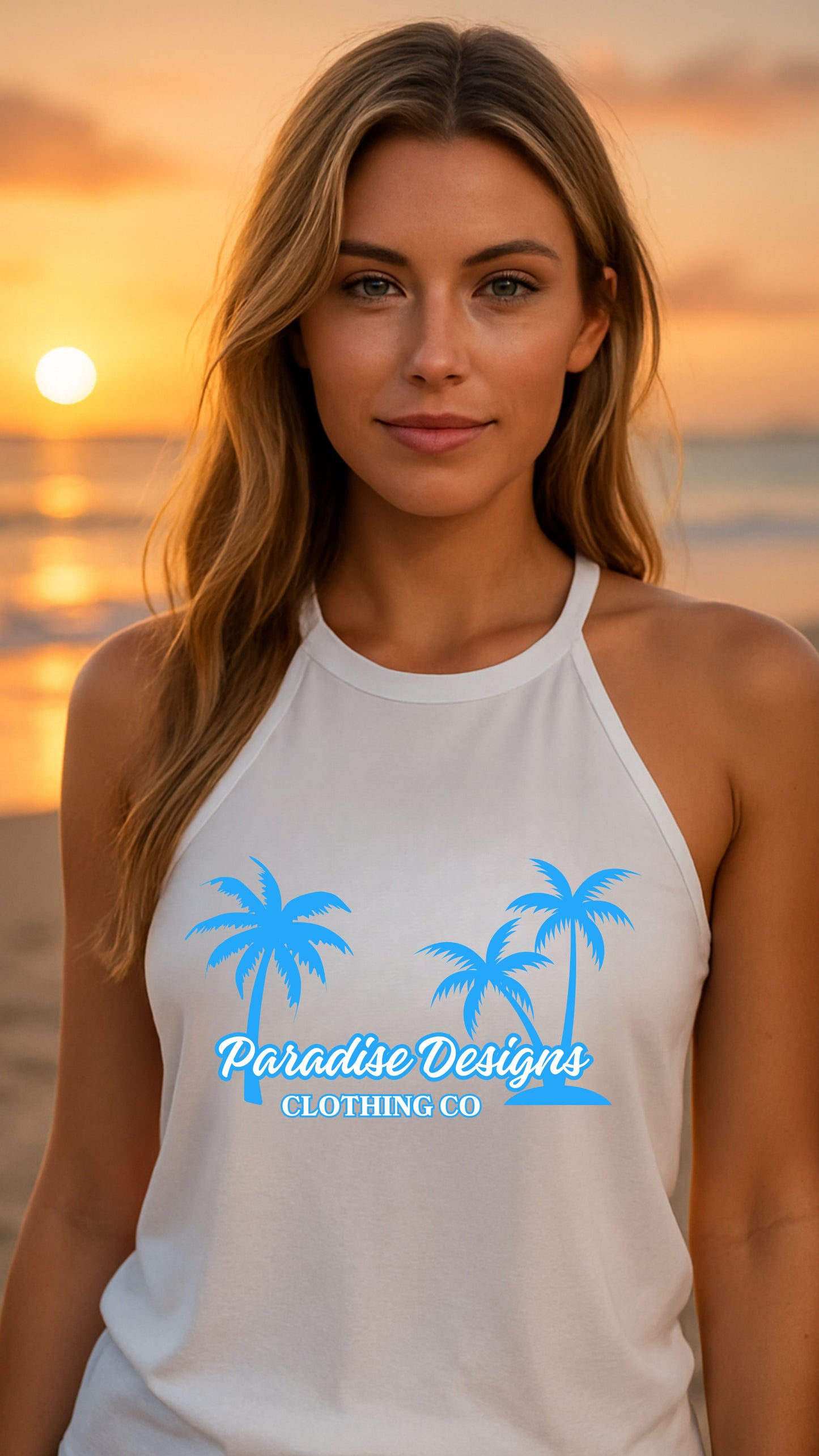 Paradise Designs Women's Tri-Blend Tank Top -Blue Las Vegas Style