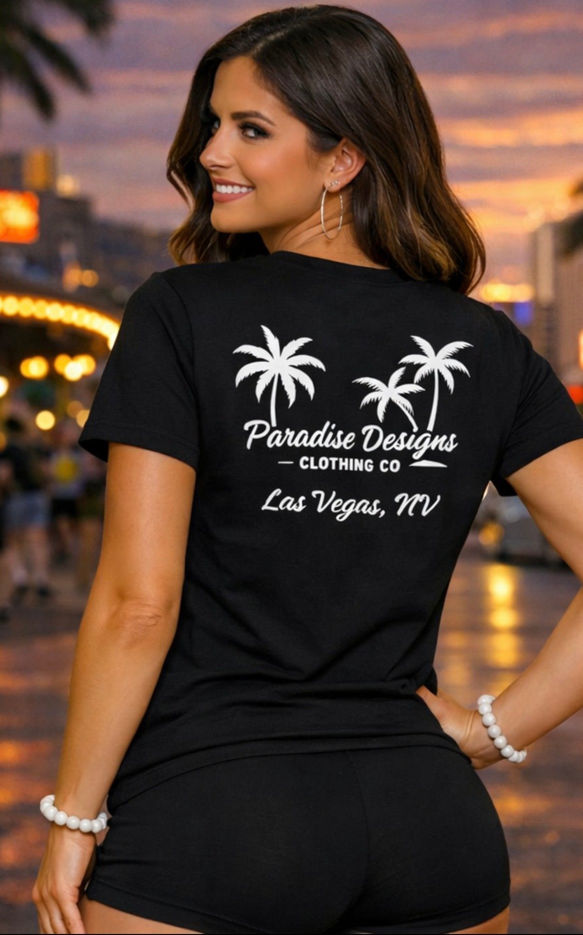 Women's V-Neck Tee - Paradise Las Vegas Whiteout