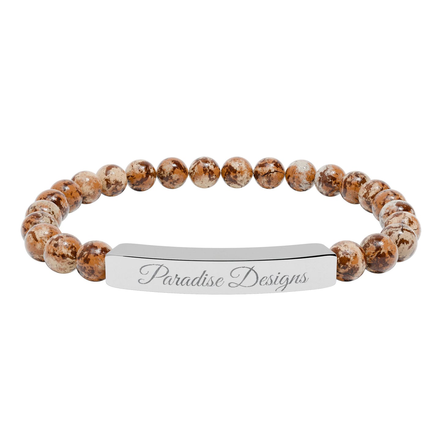 Natural Stone Stretch Bar Bracelet (Engraving)