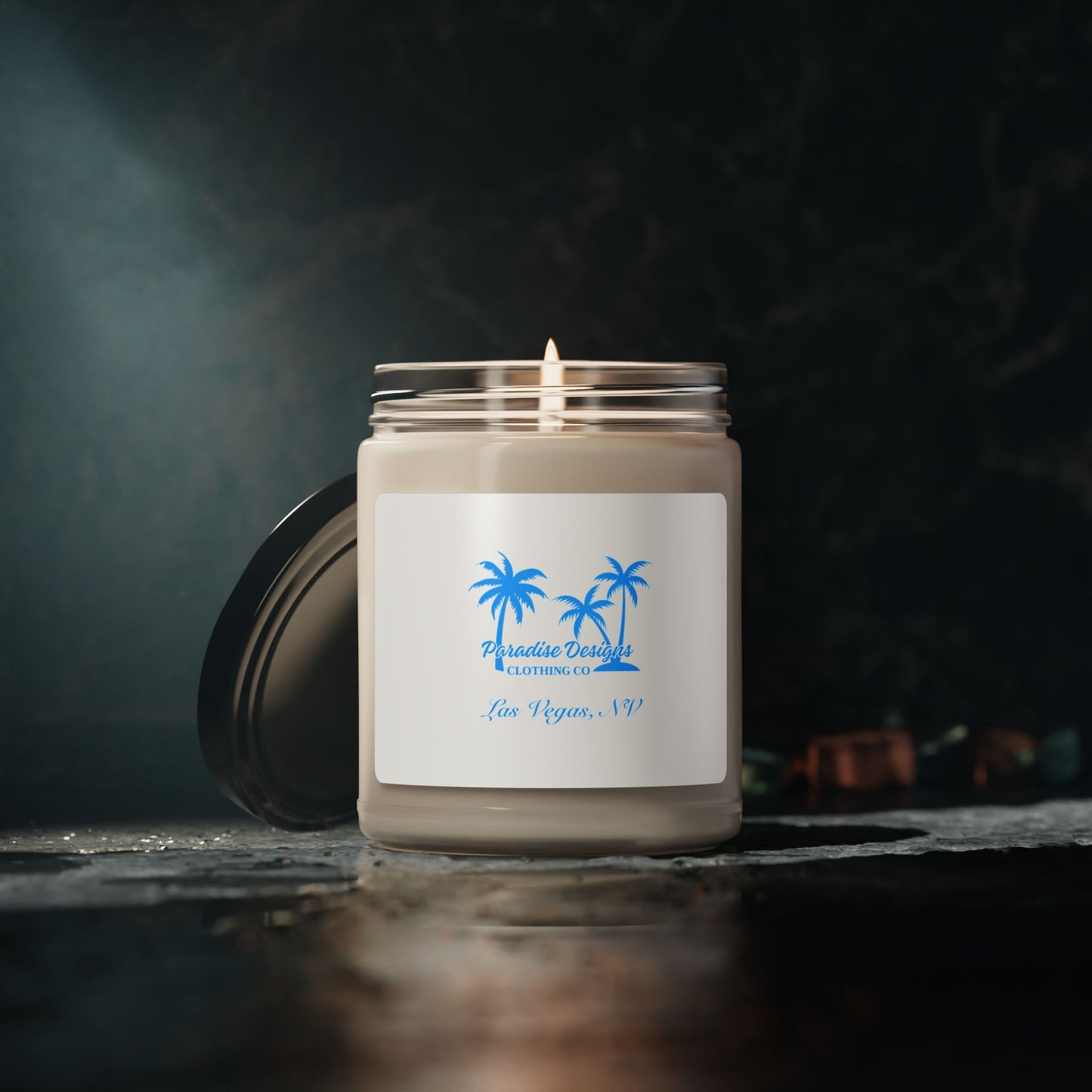 Tropical Palm Scented Soy Candle — 9oz Beach Breeze Jar (Paradise Desert)