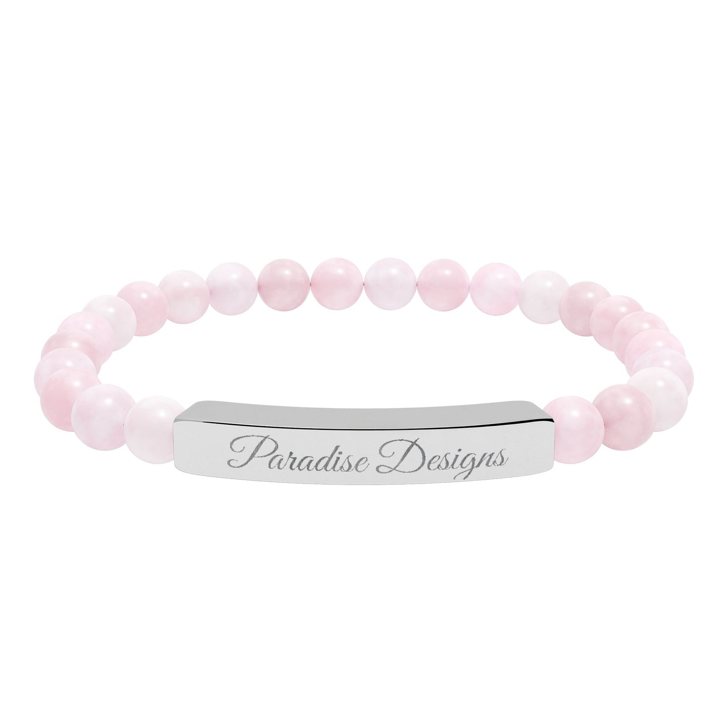 Natural Stone Stretch Bar Bracelet (Engraving)