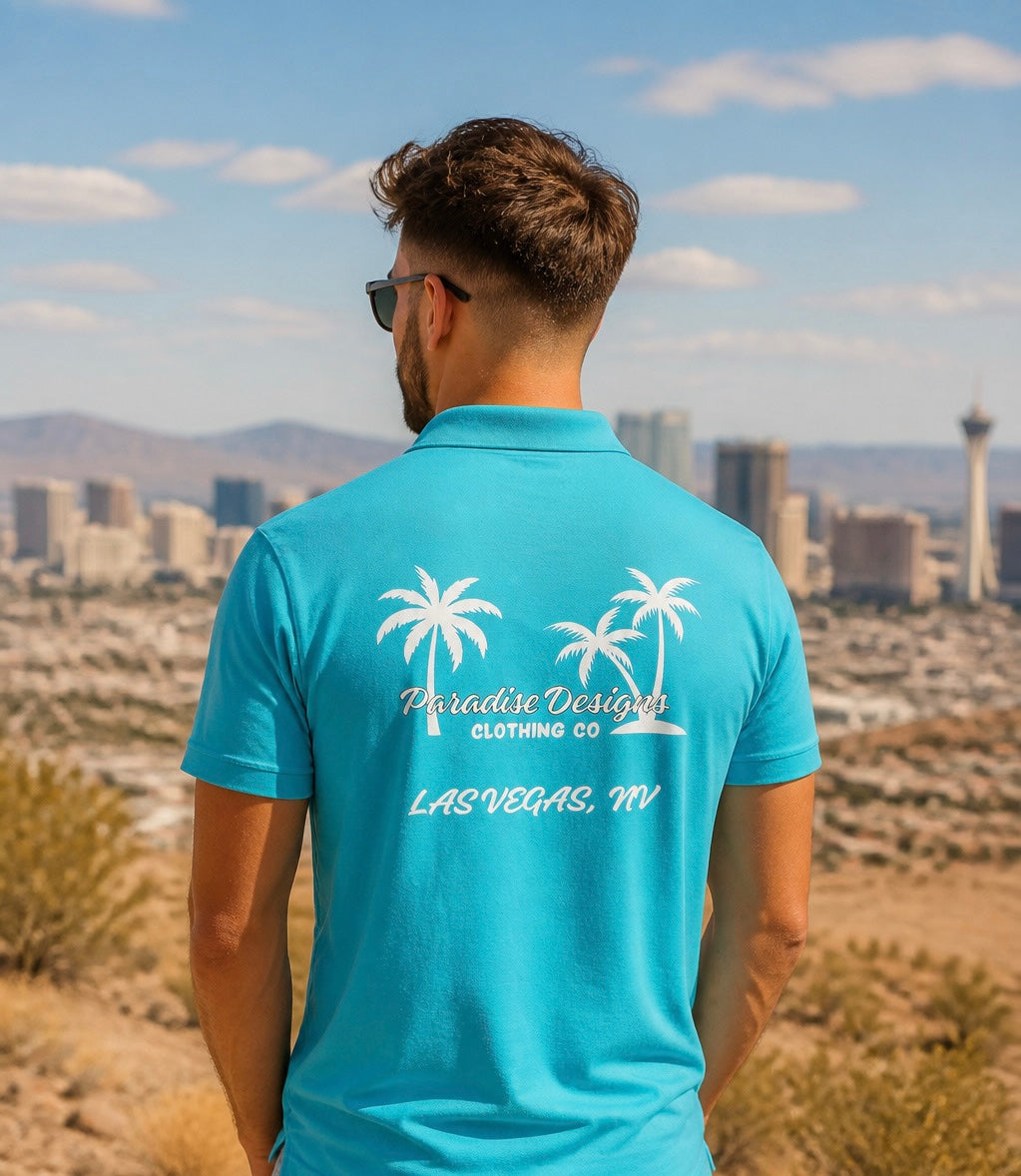 Polo ~ Paradise Las Vegas Whiteout Combo Logo