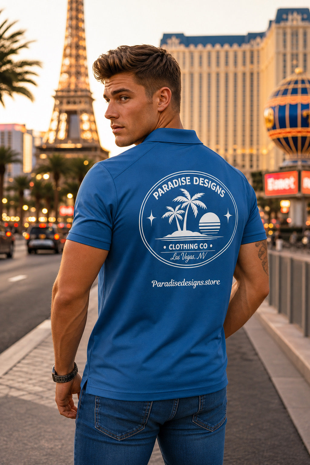 Men's Polo - Paradise Las Vegas Whiteout Promo