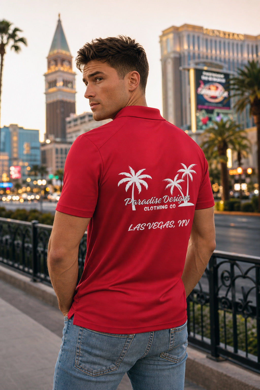 Polo ~ Paradise Las Vegas Whiteout Combo Logo
