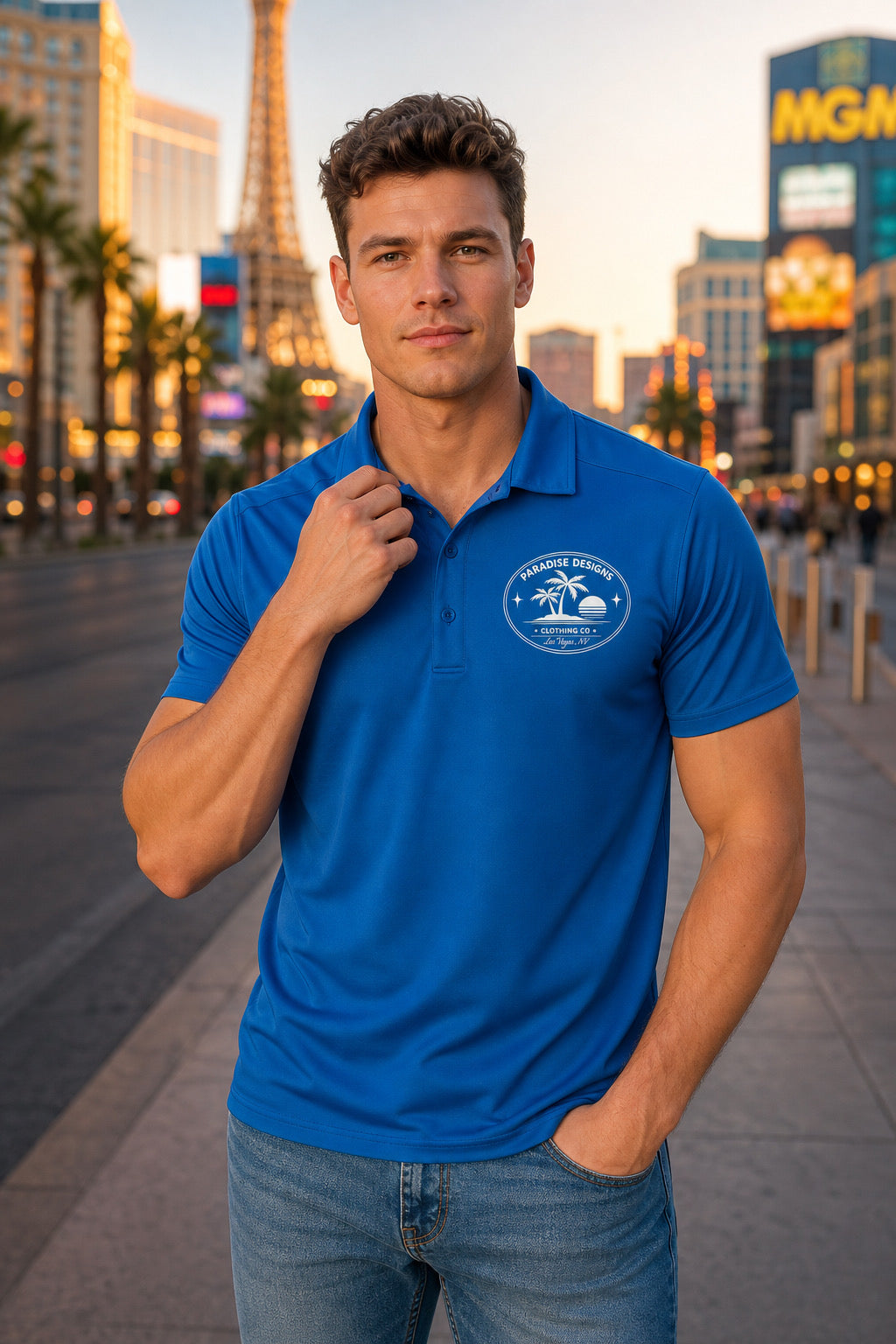 Men's Polo - Paradise Las Vegas Whiteout Promo