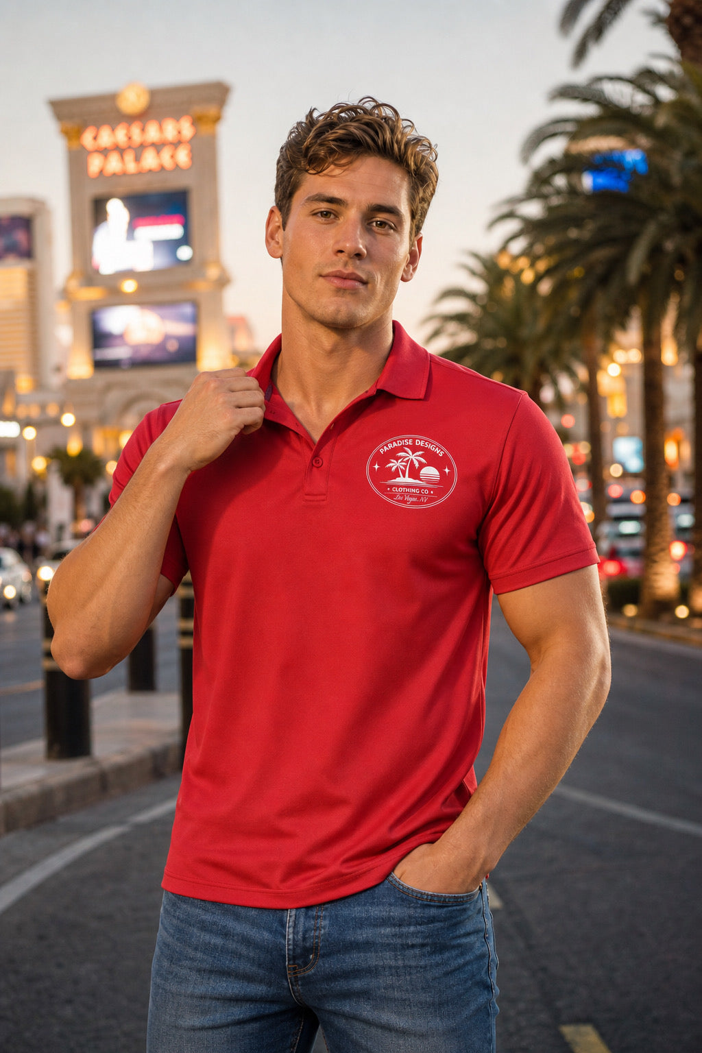 Men's Polo - Paradise Las Vegas Whiteout Promo