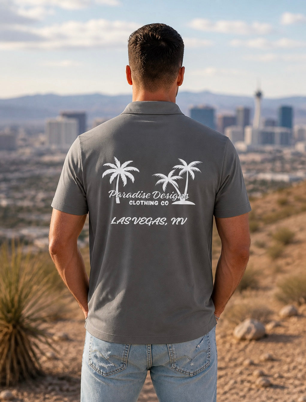 Polo ~ Paradise Las Vegas Whiteout Combo Logo