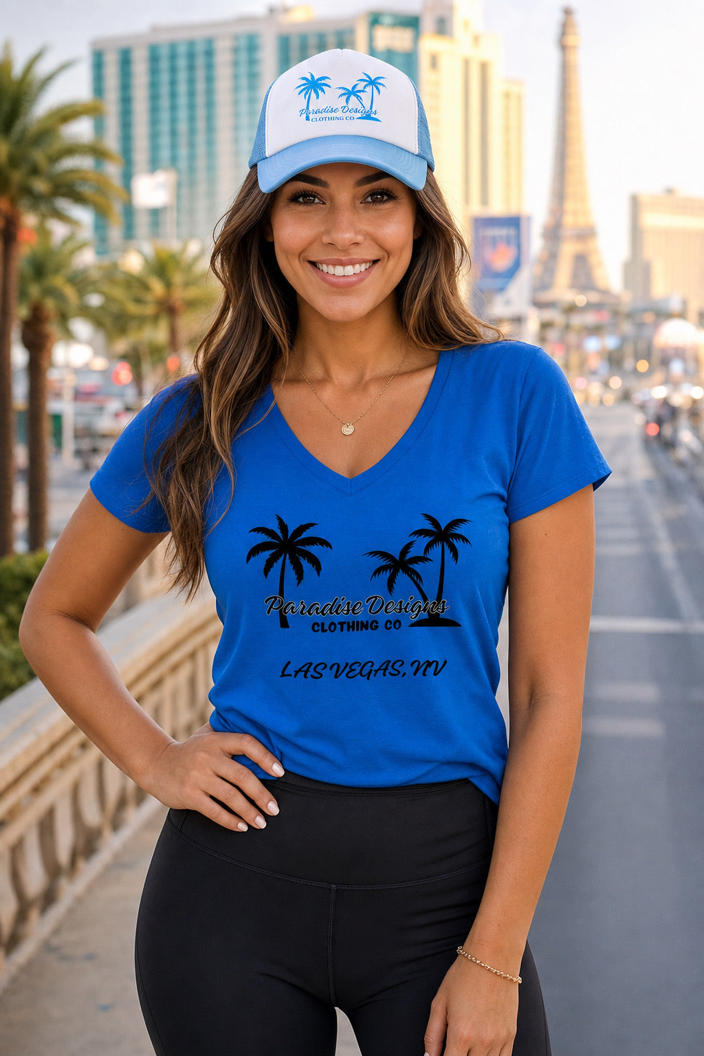 Women's V-Neck Tee - Paradise Las Vegas Blackout