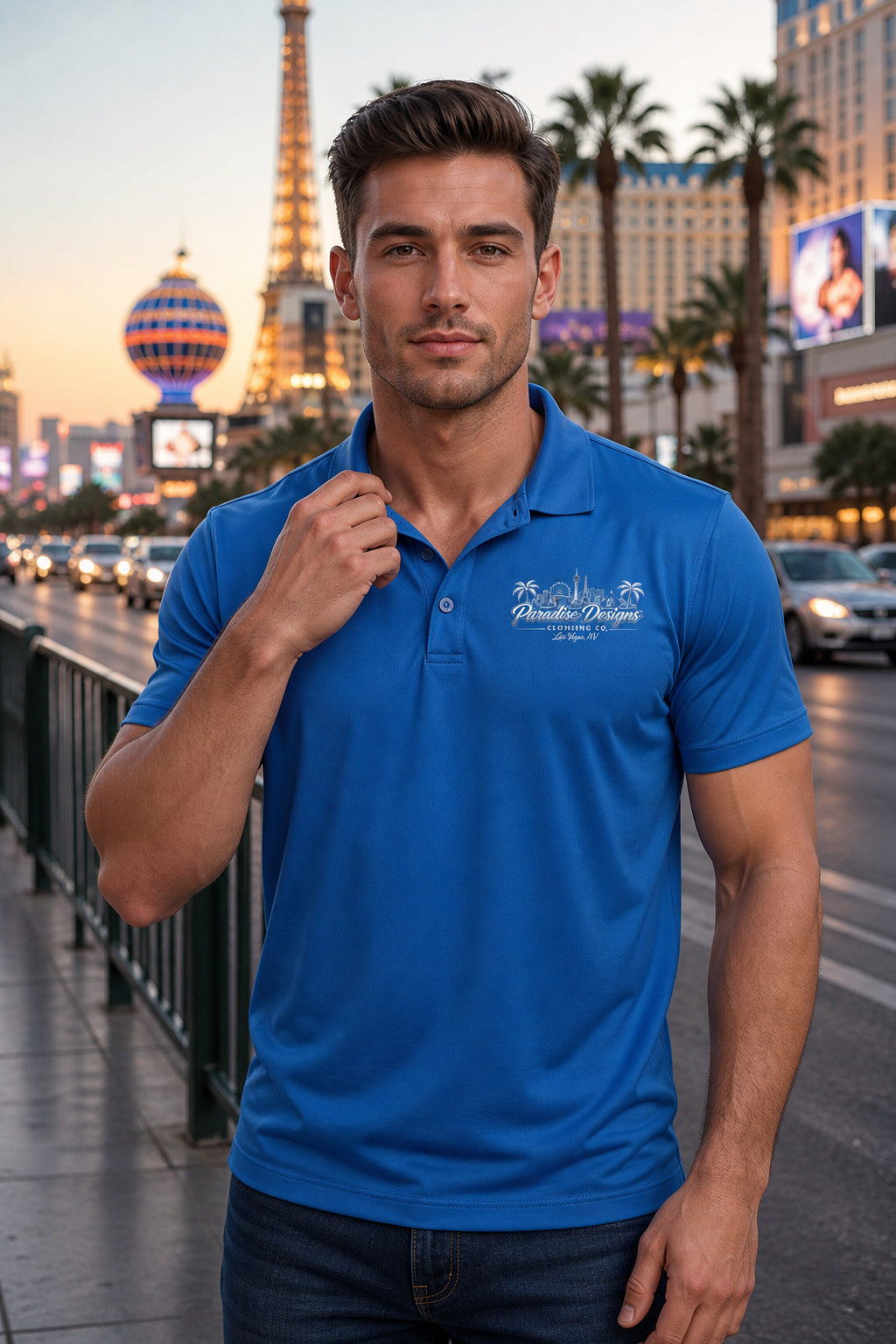 Polo ~ Paradise Las Vegas Whiteout Combo Logo