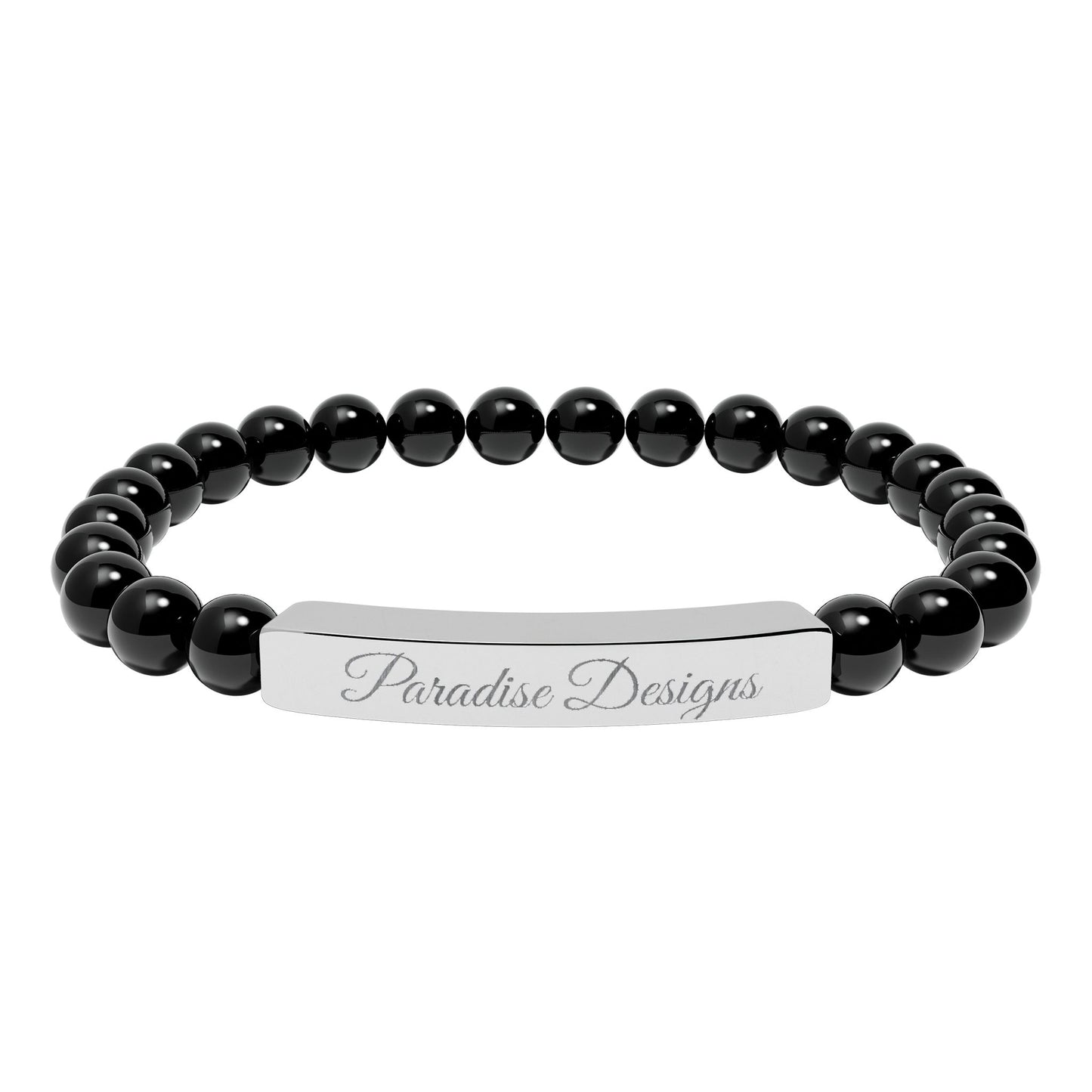 Natural Stone Stretch Bar Bracelet (Engraving)