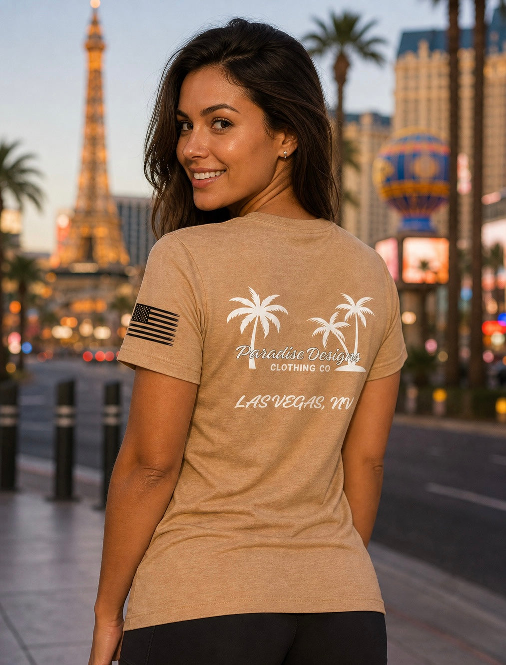 Women's V-Neck Tee - Paradise Las Vegas Whiteout