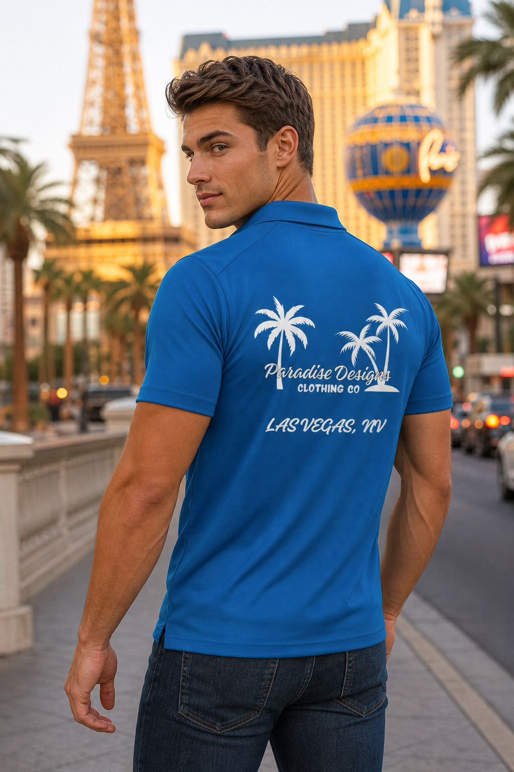 Polo ~ Paradise Las Vegas Whiteout Combo Logo