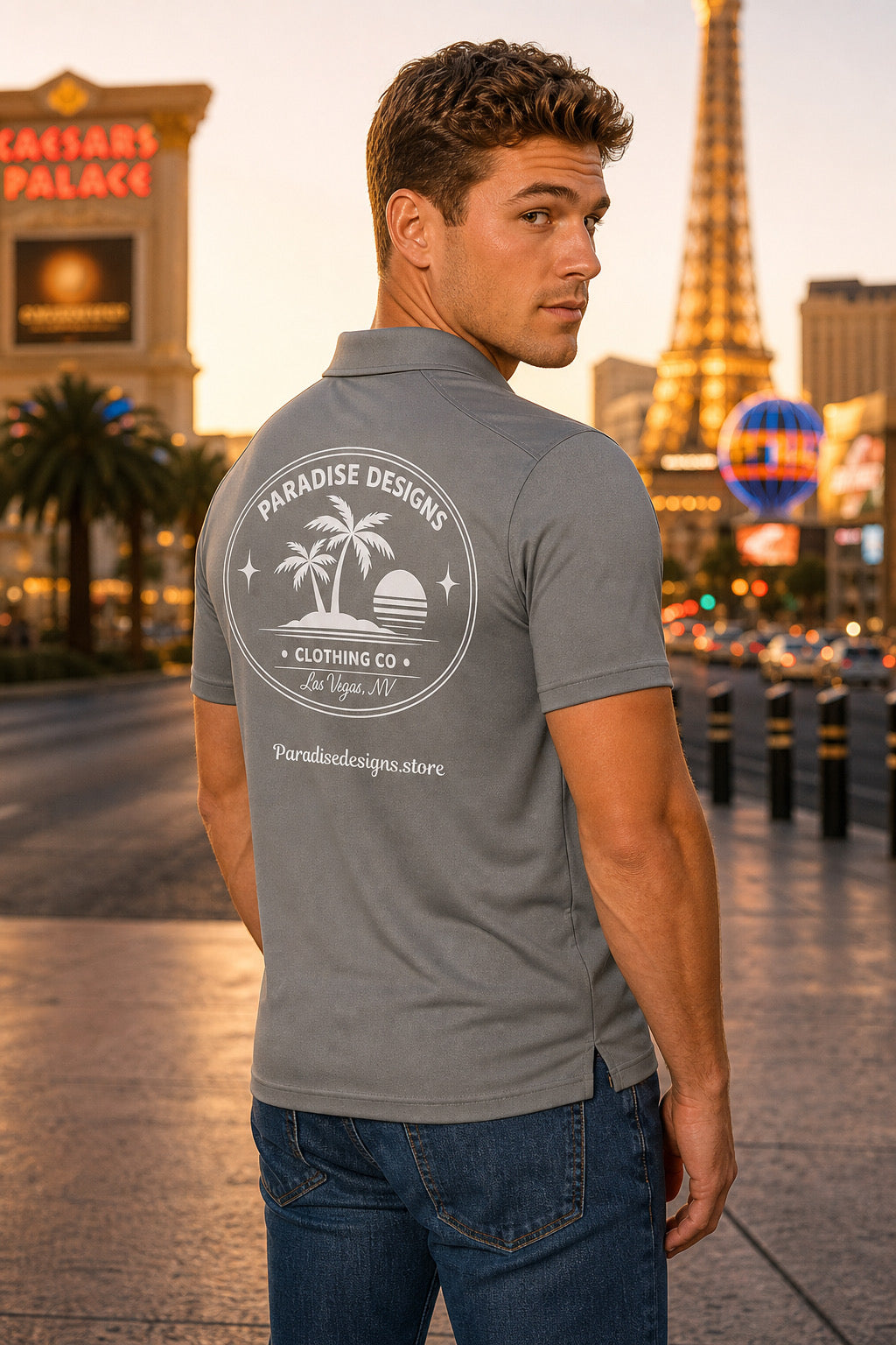 Men's Polo - Paradise Las Vegas Whiteout Promo