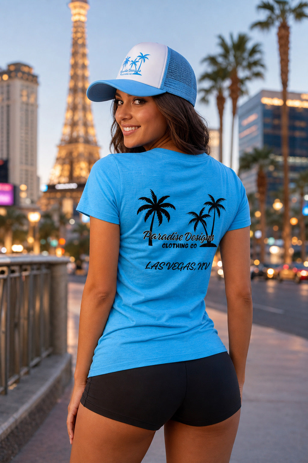 Women's V-Neck Tee - Paradise Las Vegas Blackout
