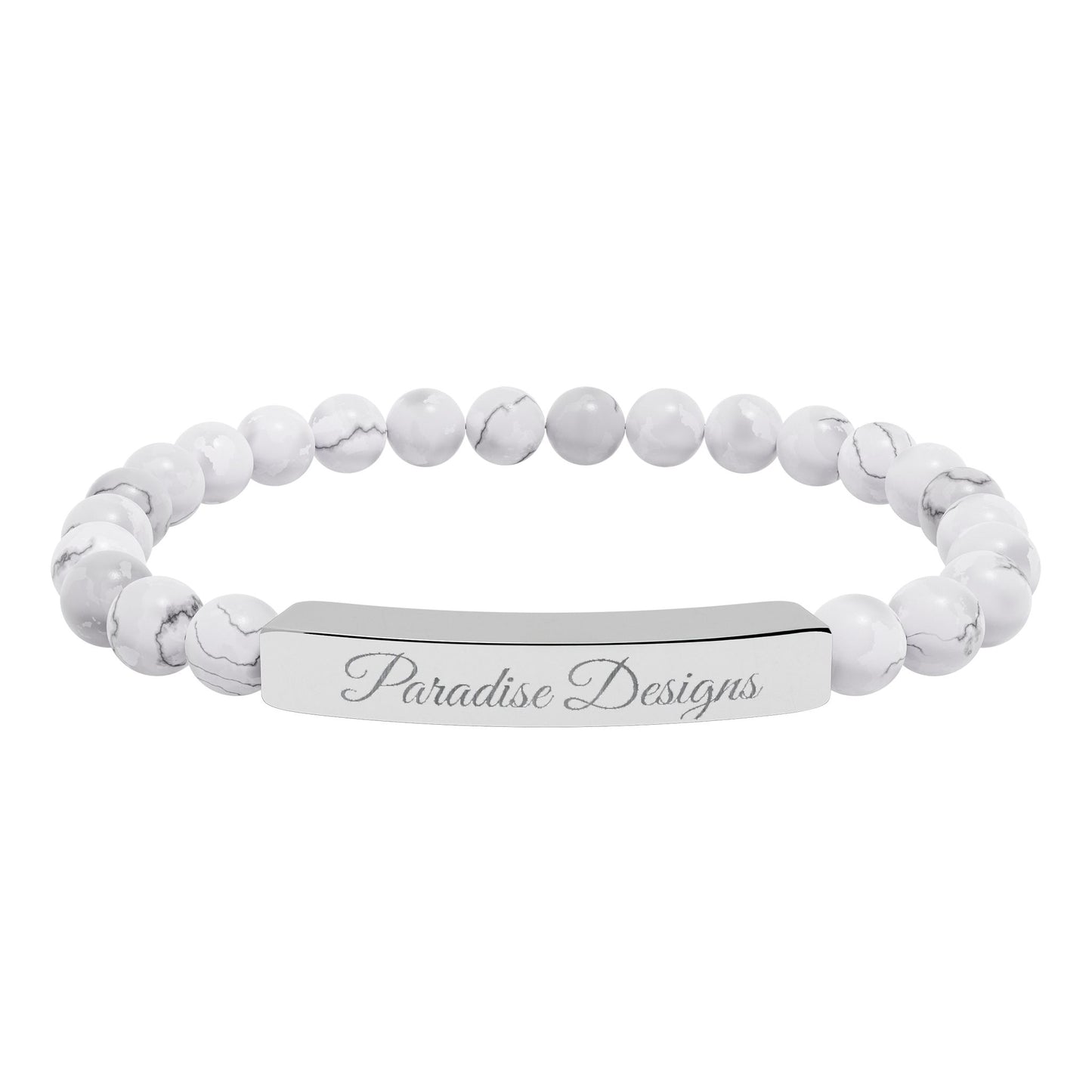 Natural Stone Stretch Bar Bracelet (Engraving)