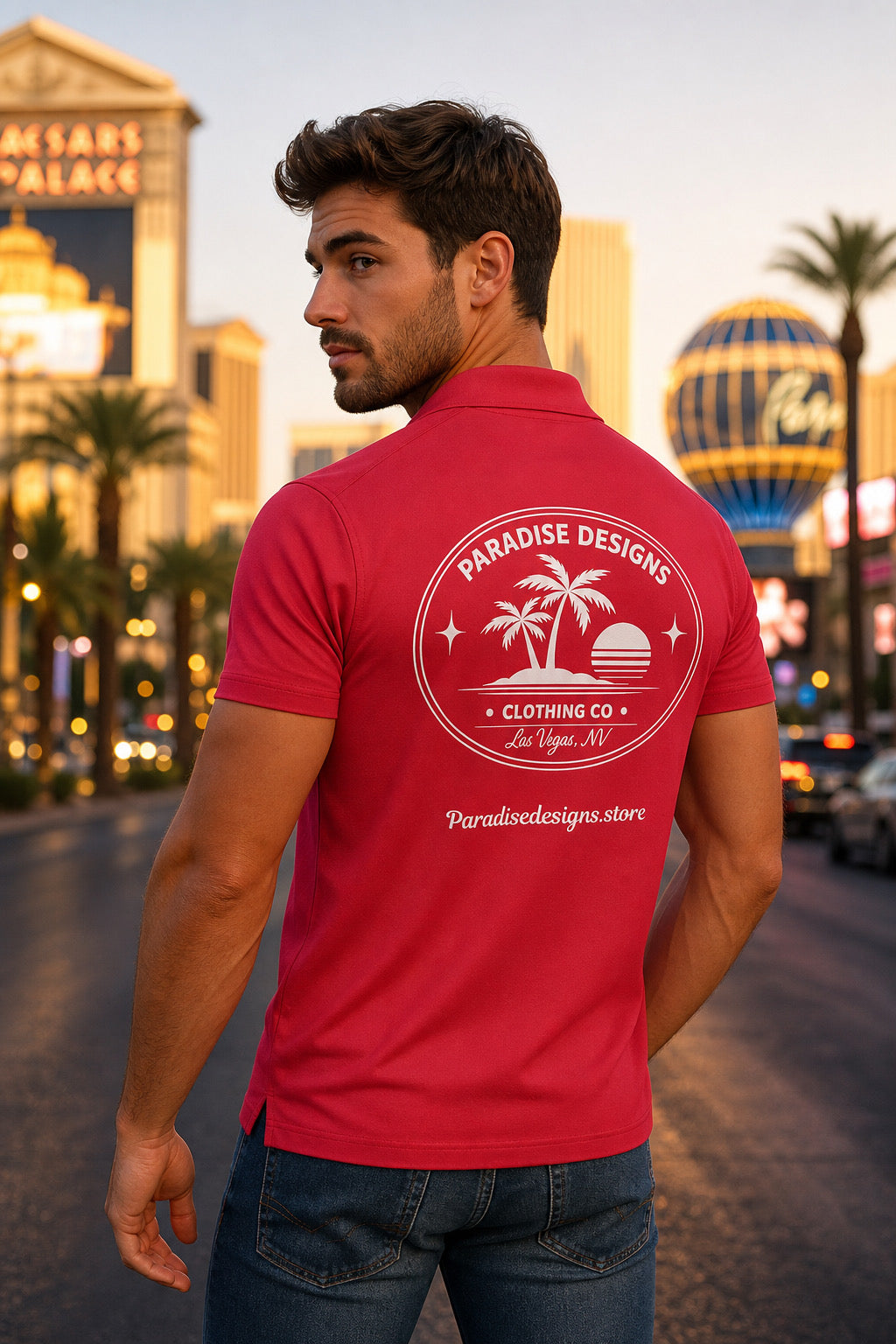 Men's Polo - Paradise Las Vegas Whiteout Promo