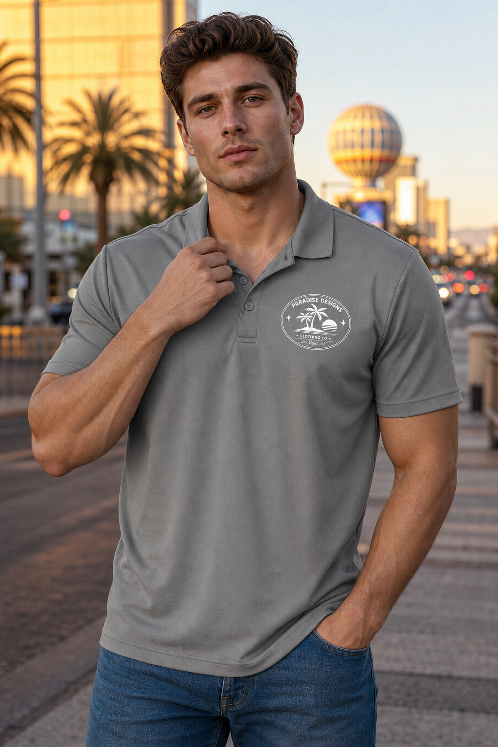 Men's Polo - Paradise Las Vegas Whiteout Promo