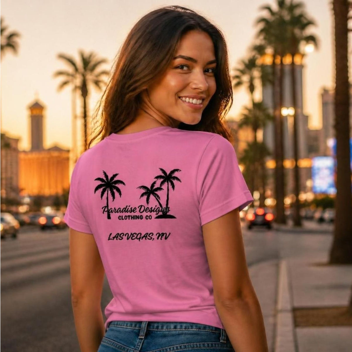Women's V-Neck Tee - Paradise Las Vegas Blackout