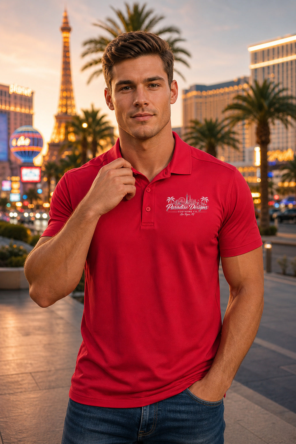 Polo ~ Paradise Las Vegas Whiteout Combo Logo
