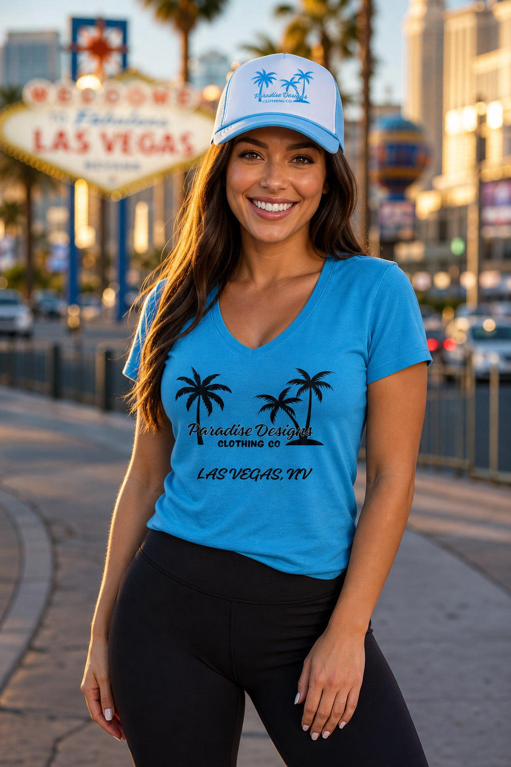 Women's V-Neck Tee - Paradise Las Vegas Blackout