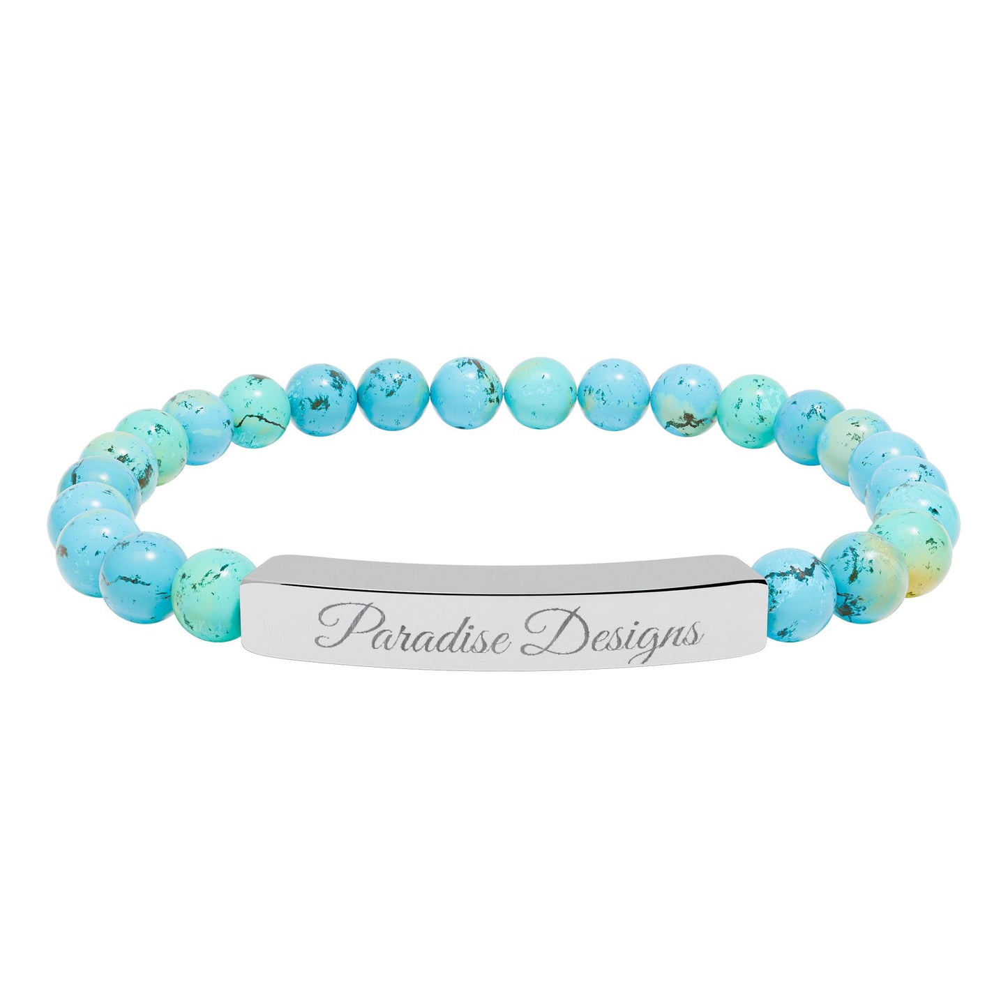 Natural Stone Stretch Bar Bracelet (Engraving)