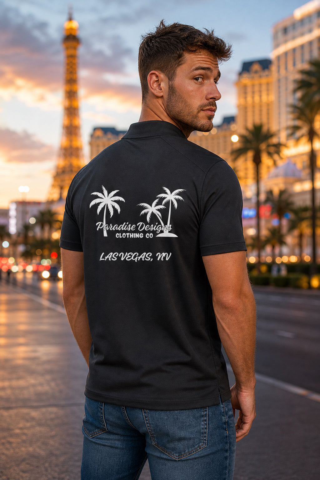 Polo ~ Paradise Las Vegas Whiteout Combo Logo