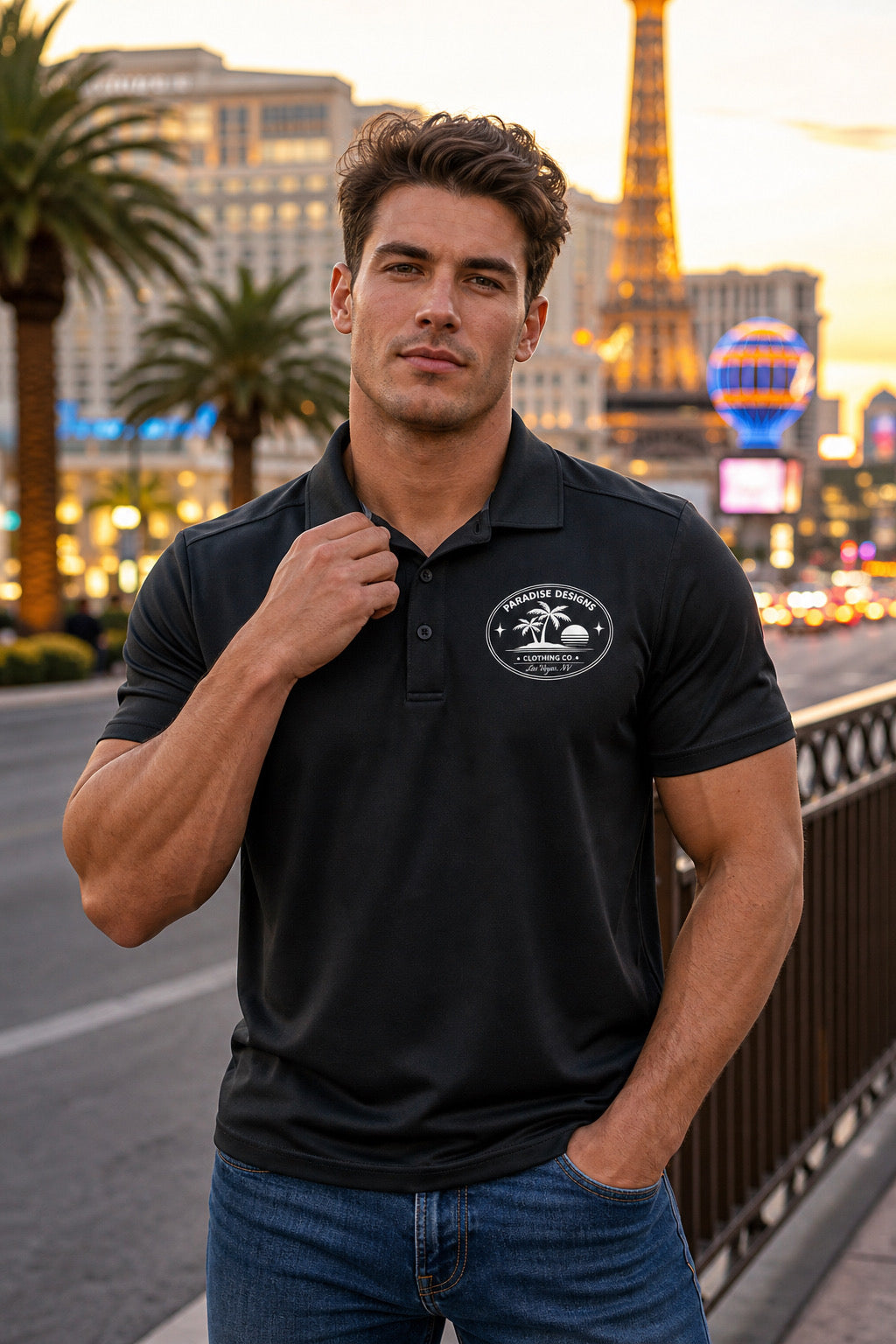 Men's Polo - Paradise Las Vegas Whiteout Promo