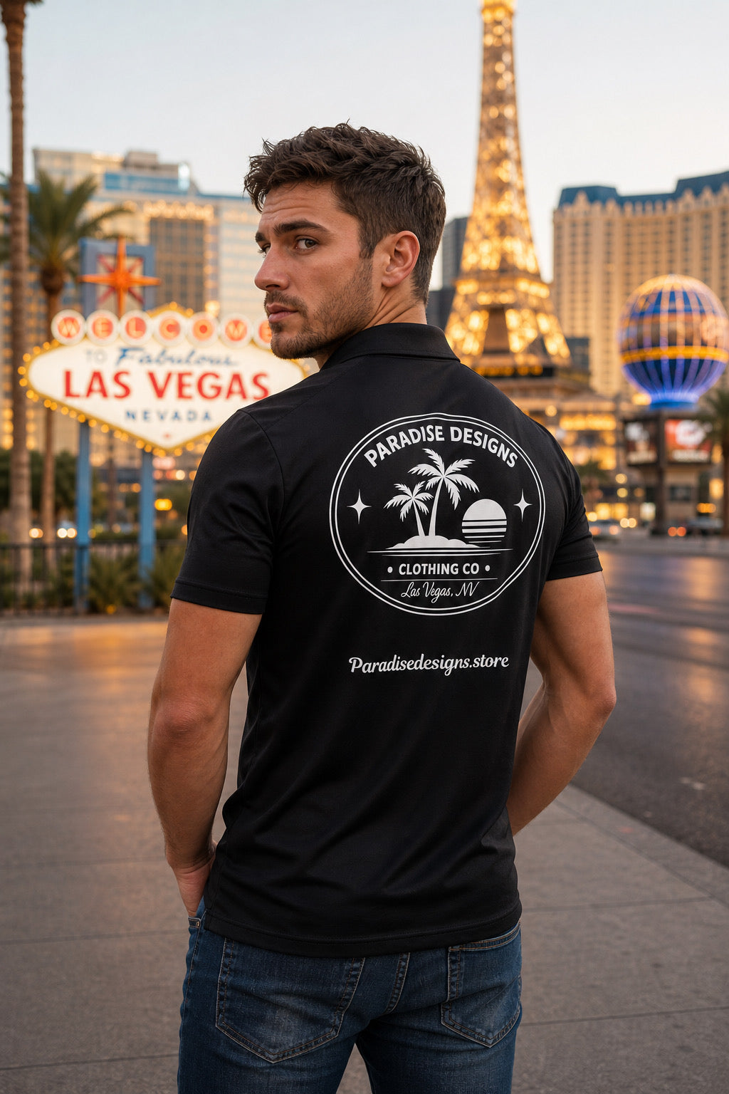 Men's Polo - Paradise Las Vegas Whiteout Promo