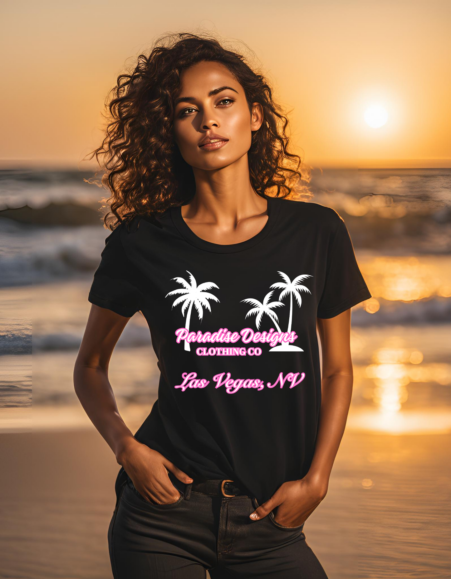 Classic Tee - Las Vegas Pink w White Palms