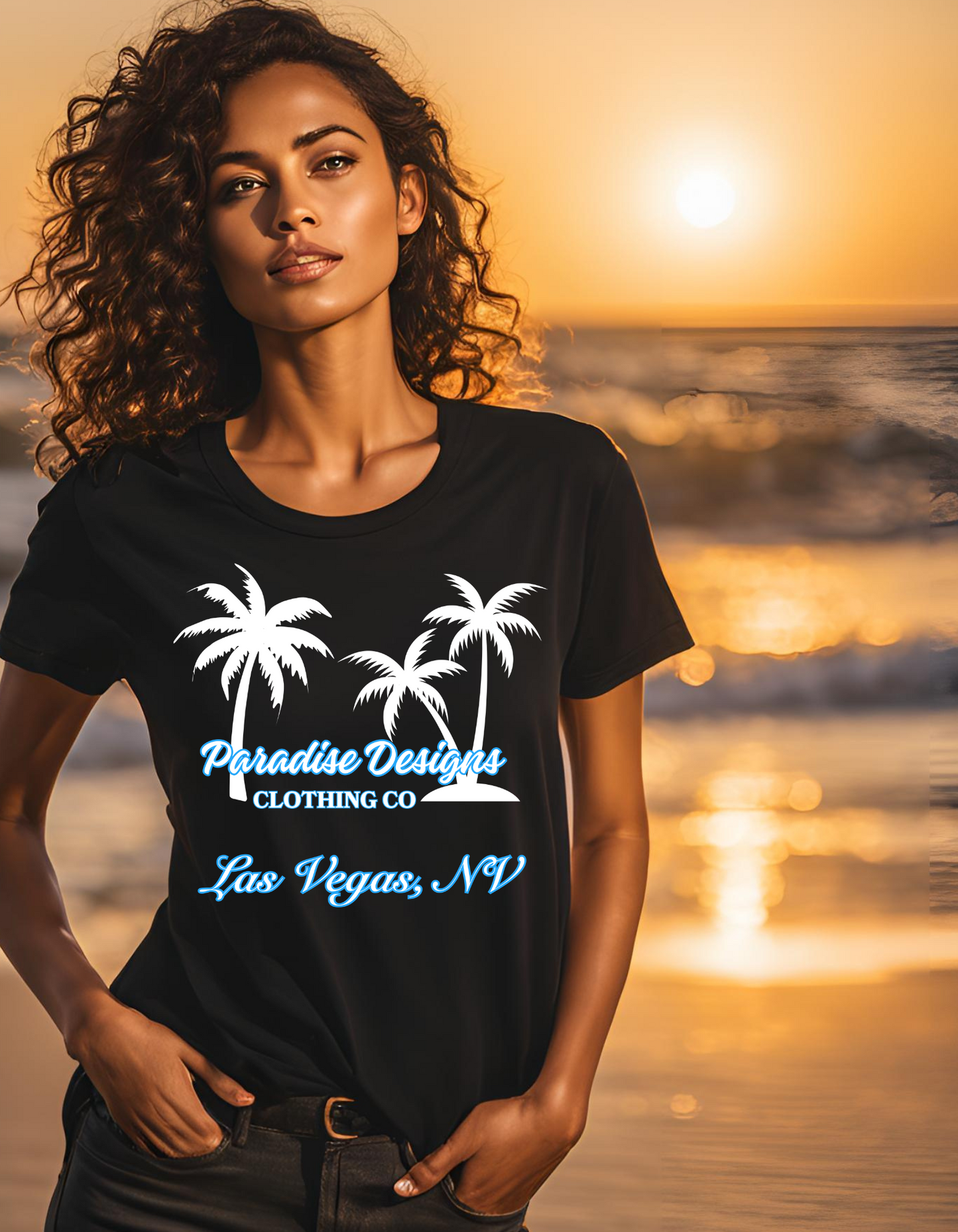 Classic Tee - Las Vegas Blue w White Palms