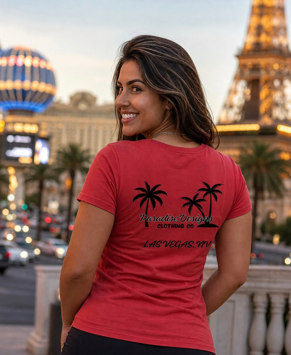 Women's V-Neck Tee - Paradise Las Vegas Blackout