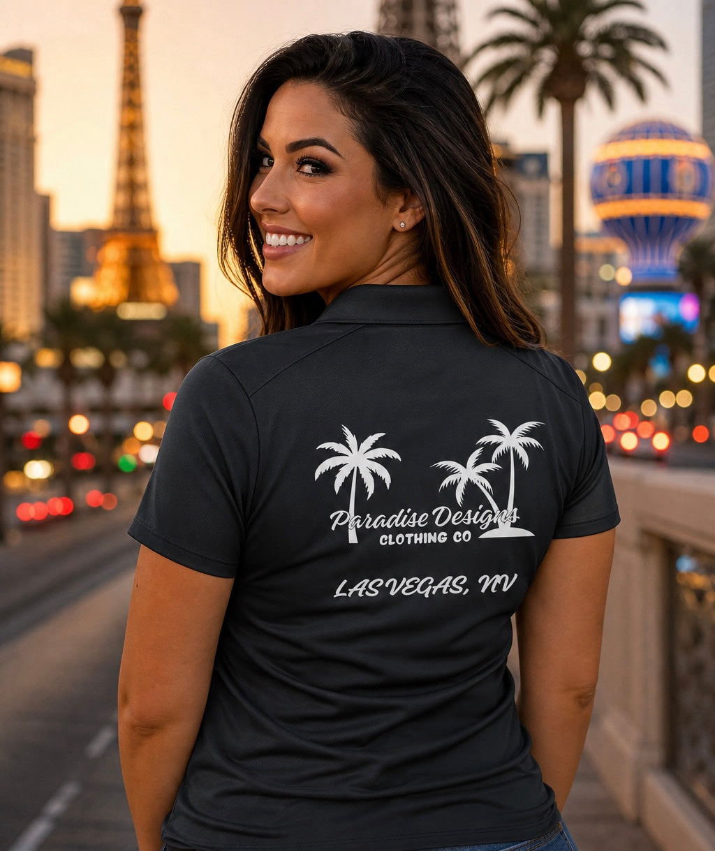 Polo ~ Paradise Las Vegas Whiteout Combo Logo
