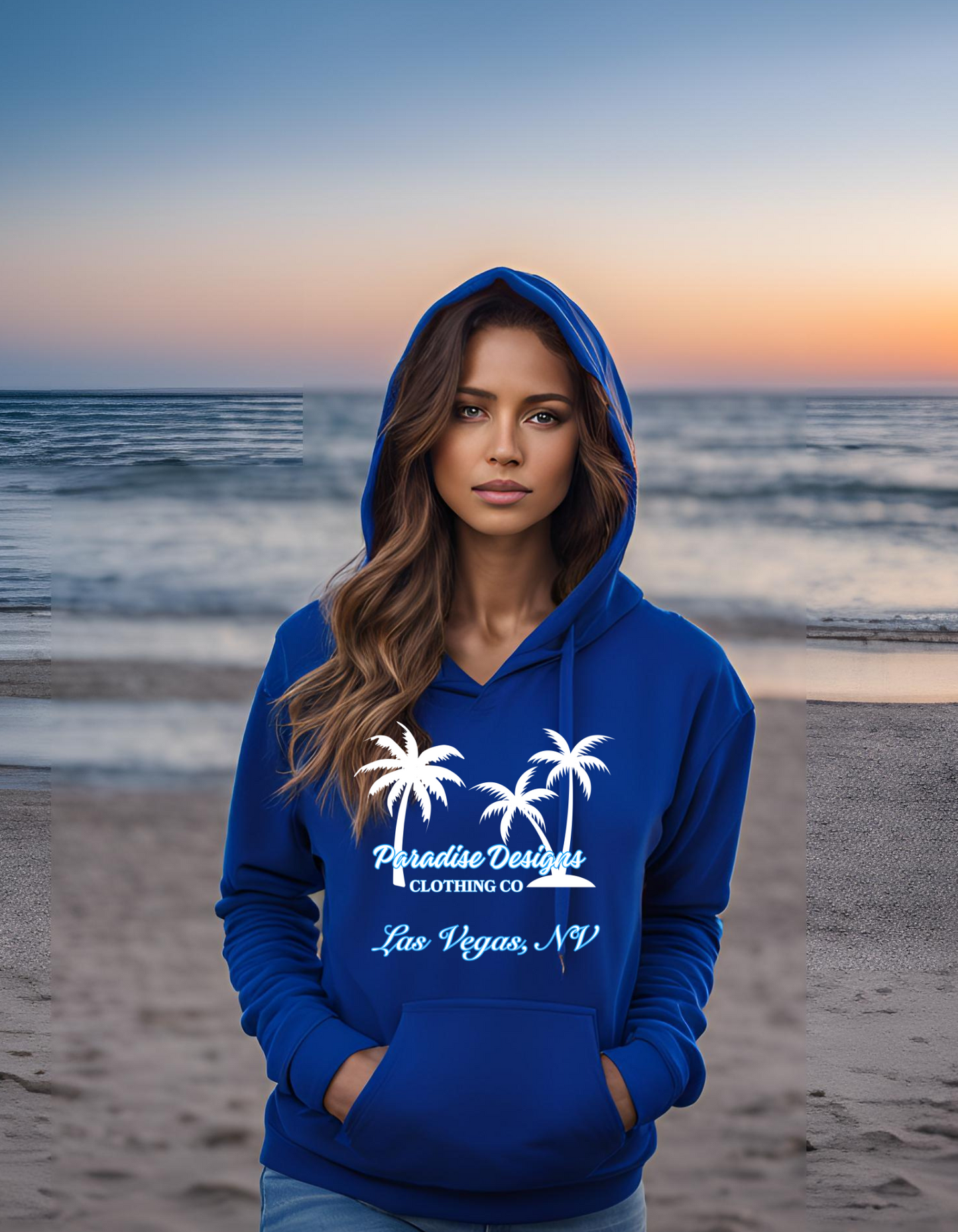 Hoodie - Las Vegas Blue w White Palms