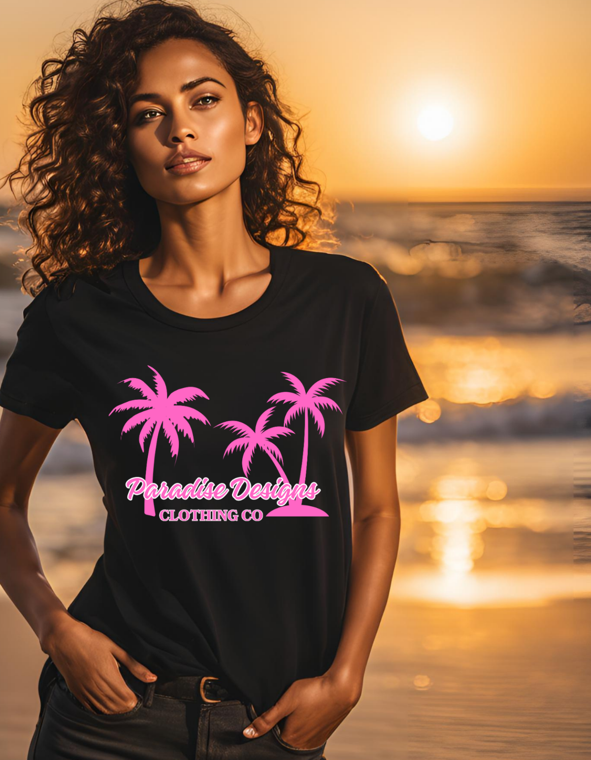 Women's Black Tee w/Pink