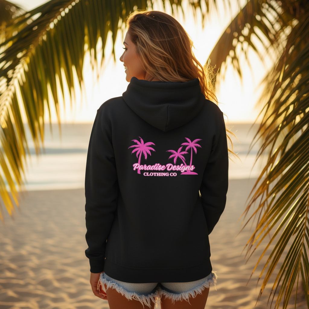 Hoodie Paradise Pink w Pink Palms