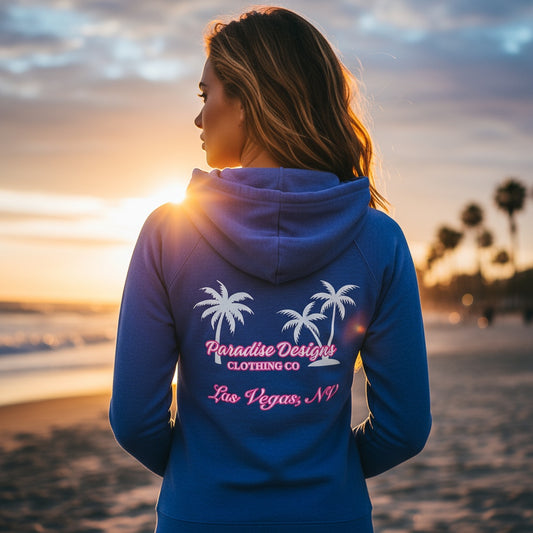 Las Vegas Hoodie - Paradise Pink w White Palms