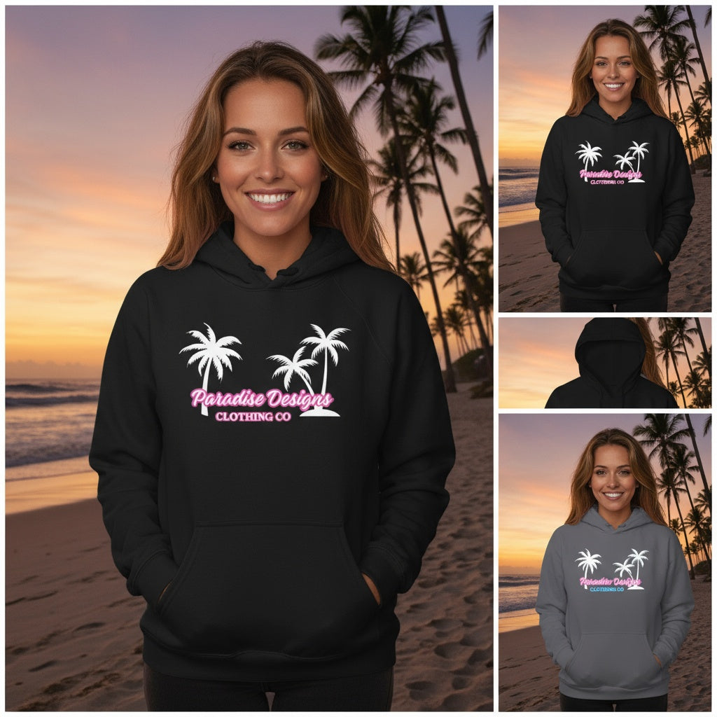 Las Vegas Hoodie - Paradise Pink w White Palms