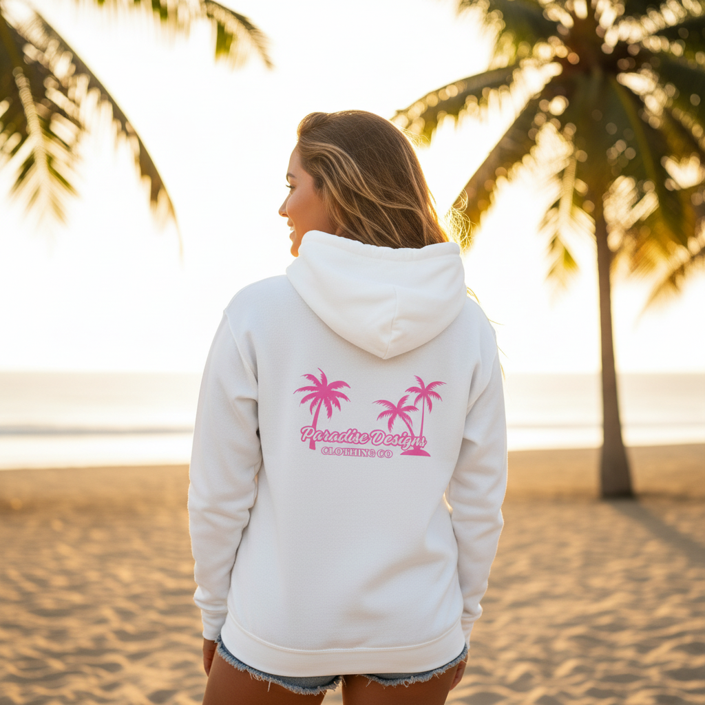 Hoodie Paradise Pink w Pink Palms