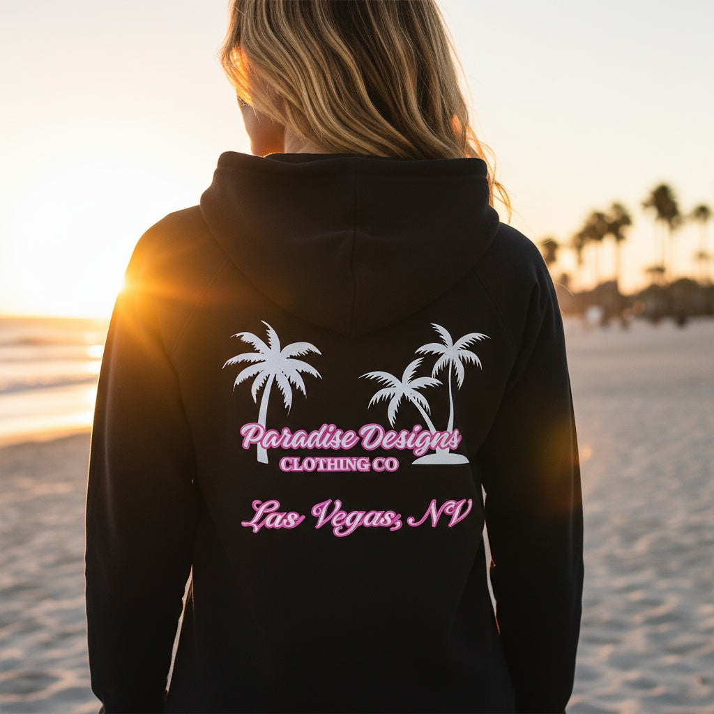 Las Vegas Hoodie - Paradise Pink w White Palms
