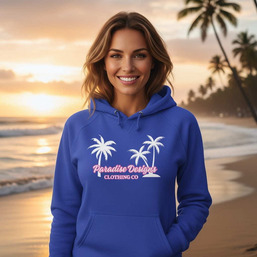 Las Vegas Hoodie - Paradise Pink w White Palms