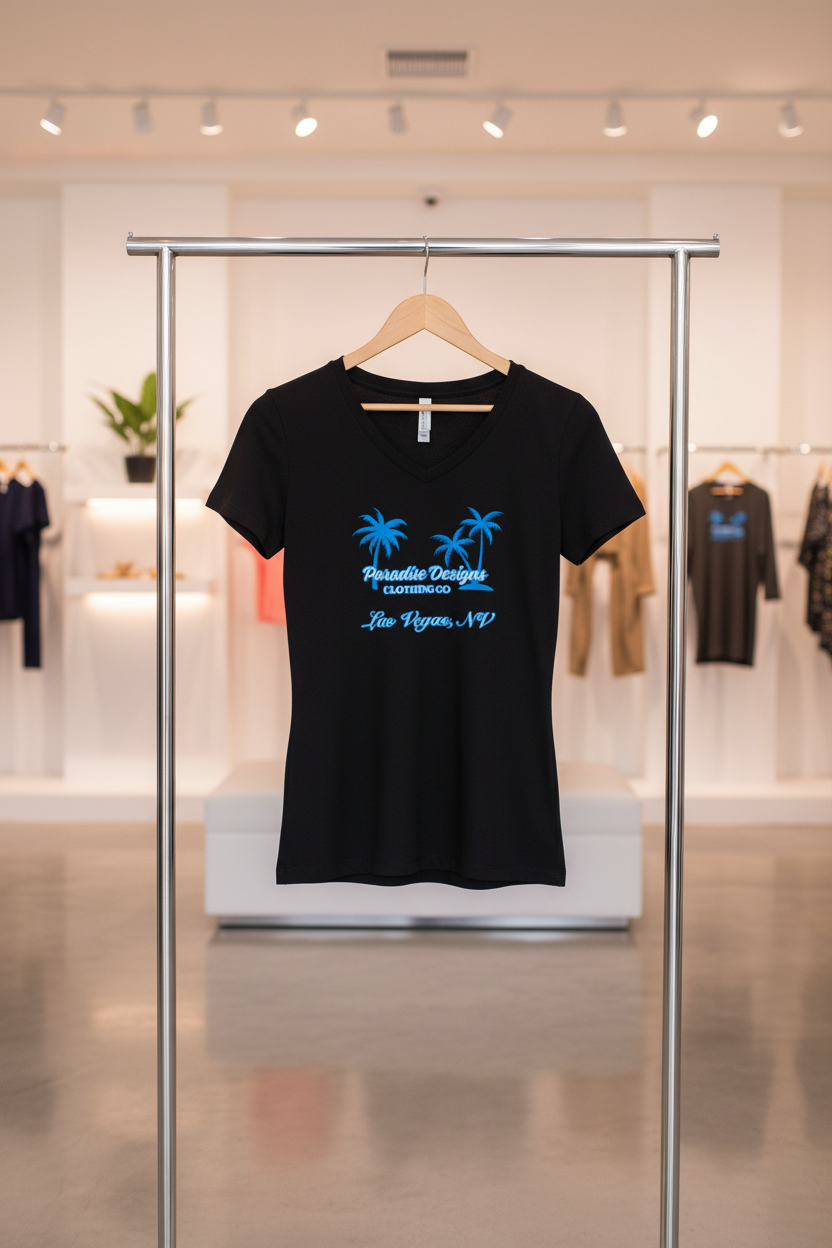 Women's V-Neck Tee - Paradise Las Vegas Blue Palms